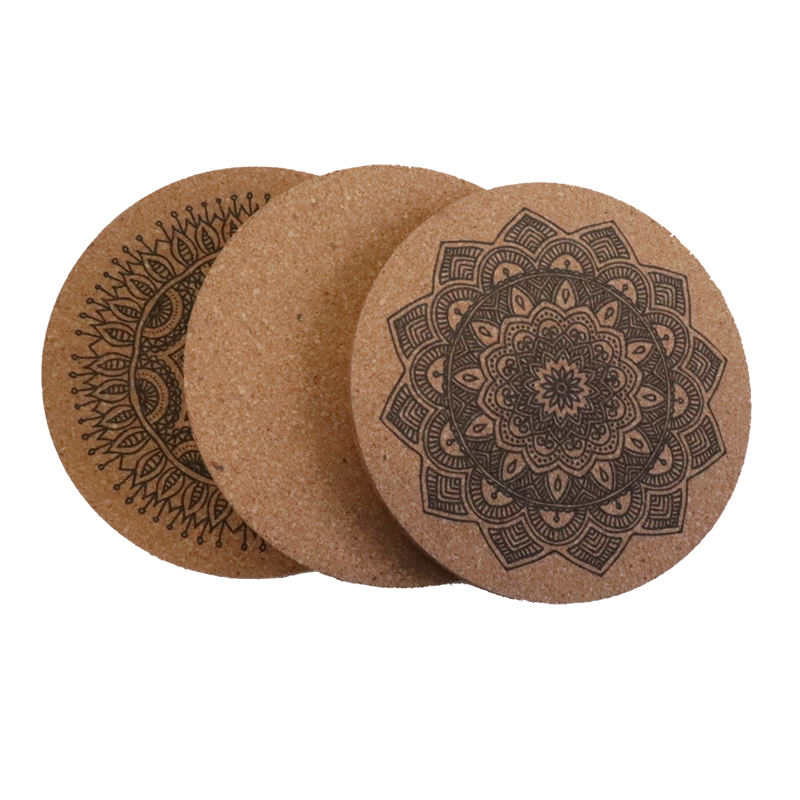 Advance MEH-LYC-008 Bamboo Coasters - UV Printed Hexagon Punch Needle Coasters for Home Decoration